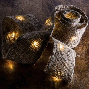 New Lighted Burlap Ribbon 66 inch long -  battery operated